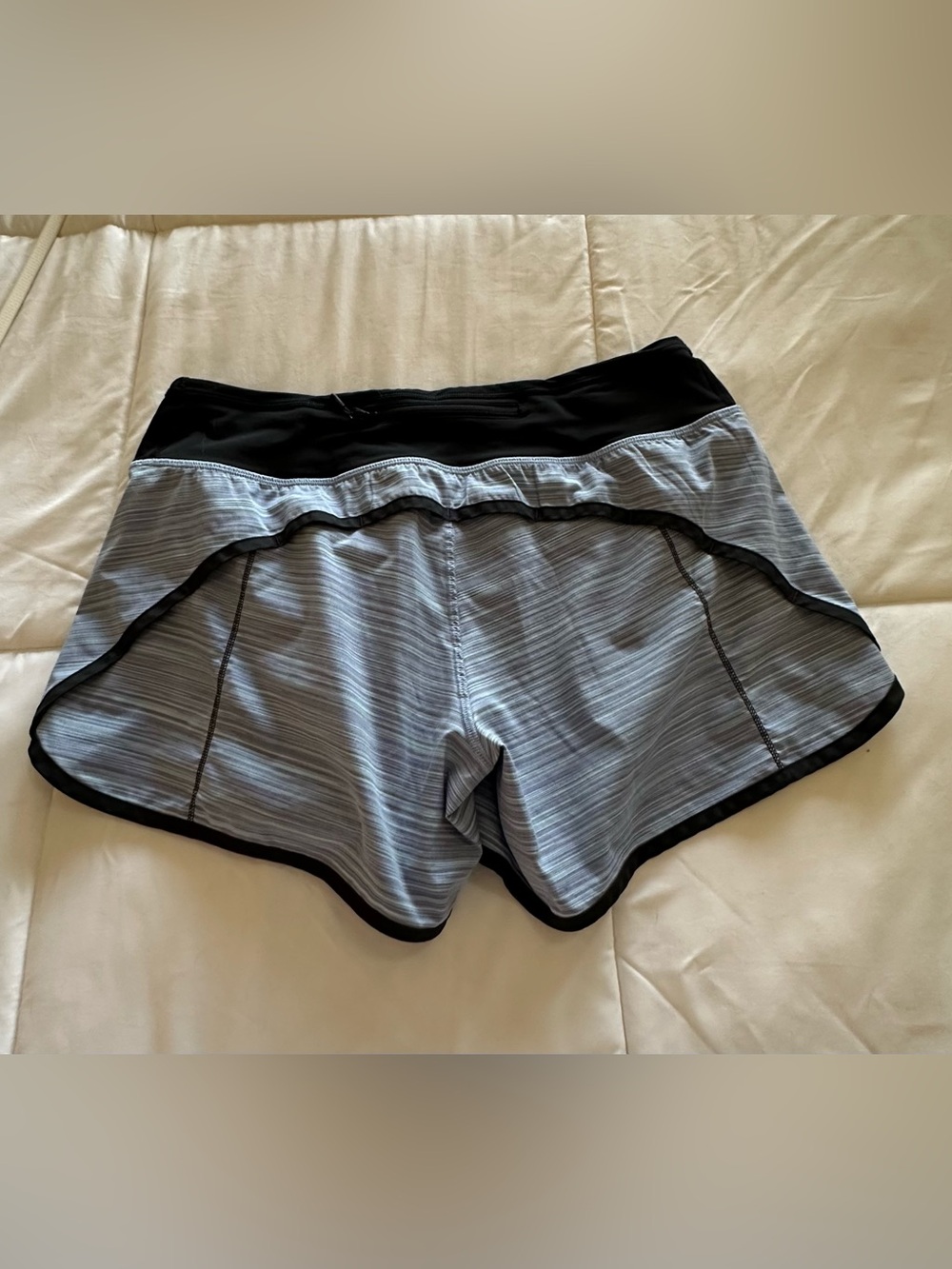 Lululemon Women’s Black, Light  Blue & Gray Striped Athletic Shorts - Picture 2 of 4